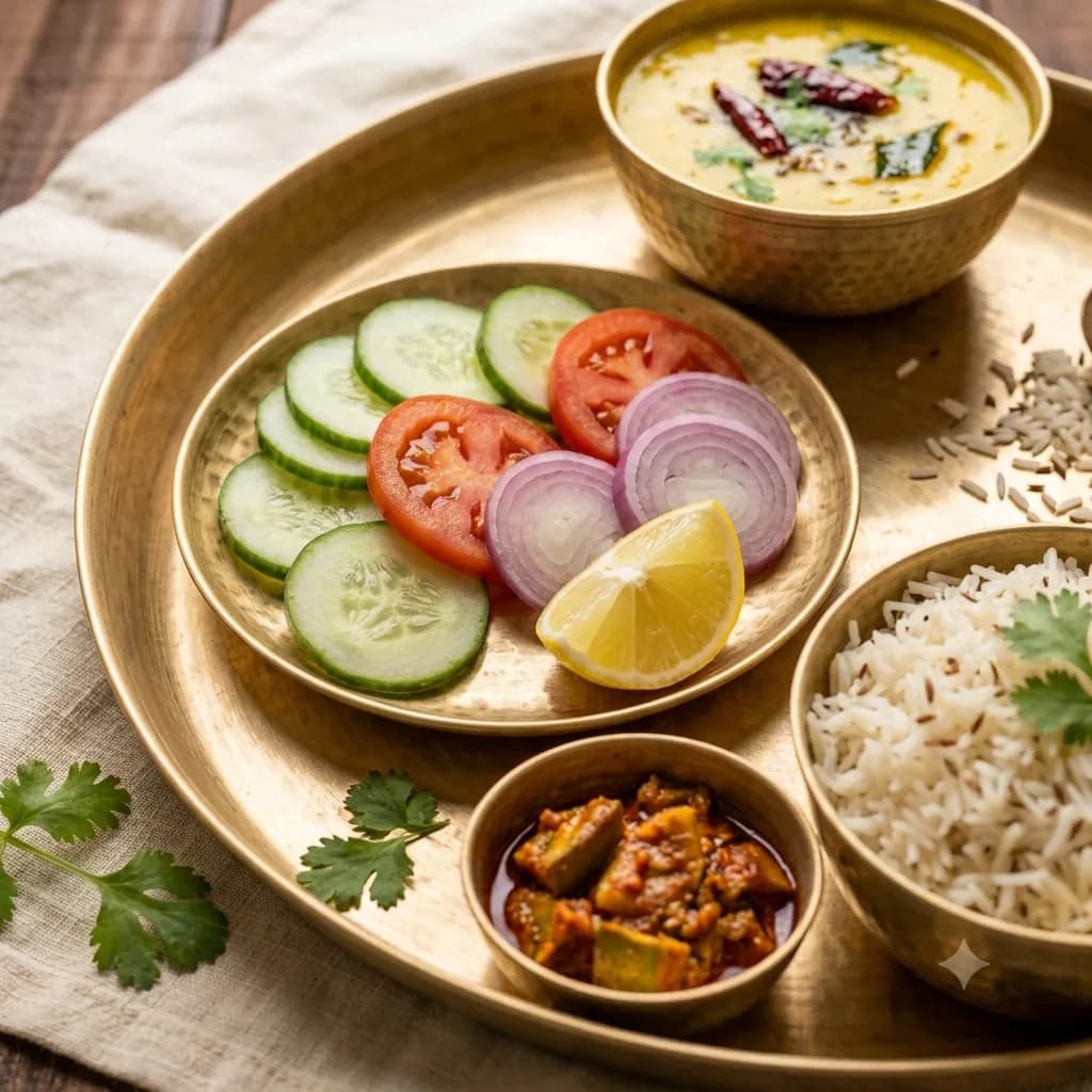 Salad & Achaar in the Rasoi Tiffin from Laxman Bikaner, Ballabgarh